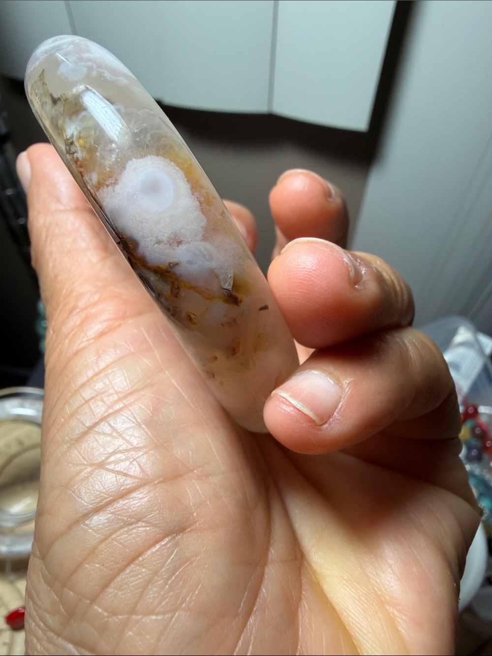 All nature top quality flower agate bangle 56.7mm